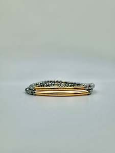 Timeless Luxury: Hematite Gold Bar Bracelet