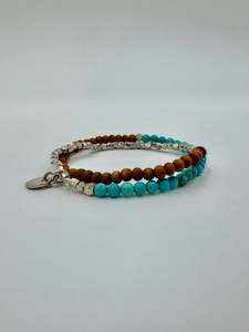 Bracelet: Turquoise/Sandelwood Double Wrap