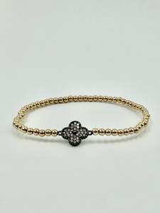 Street Style 1: Black Diamantè Flower Bracelet
