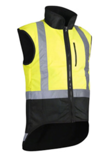 Hi Vis Vest: STYX MILL Oilskin Yellow Fur Lined Vest