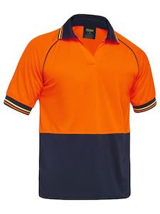 Hi Vis: BISLEY SS Recycled Polo Orange Navy