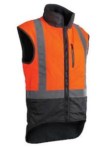 Hi Vis: STYX MILL Oilskin Orange Fur Lined Vest