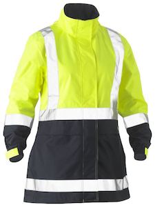 Overalls: BISLEY Womens Hi Vis Rain Shell Jacket Yellow