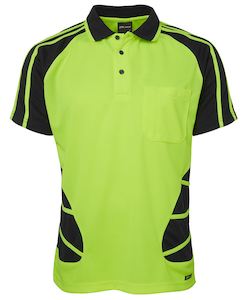 Hi Vis Yellow: JBs Hi Vis SS Spider Polo Lime Black