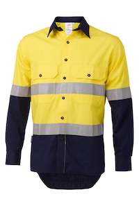 Daneunder Workwear: Daneunder Mens LS Shirt Yellow/Navy