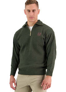 Swanndri: SWANNDRI Mariner Zip Neck Sweater Olive
