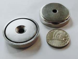 Magnets With Holes: 42mm Dia x 9.1mm Pot Magnets  |  Pack of 2