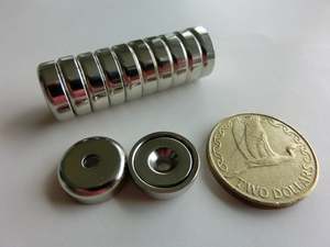 Magnets With Holes: 16mm Dia x 5.1mm Pot Magnets  |  Pack of 12