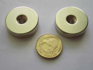 Cylinder Magnets: 30mm Dia x 8mm with 4.3mm hole  |  Pack of 2