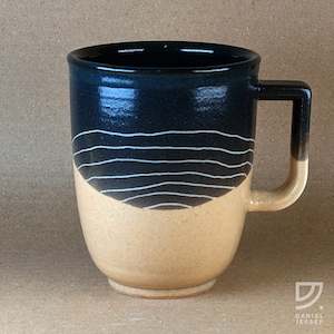Cups: Coffee Mug - Black & Buff Carved