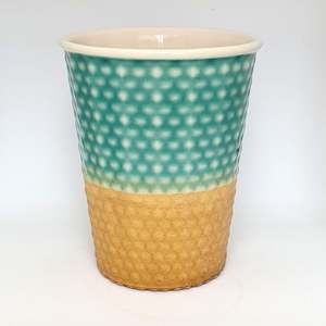 Coffee Cup - Turquoise & Gold Dimple