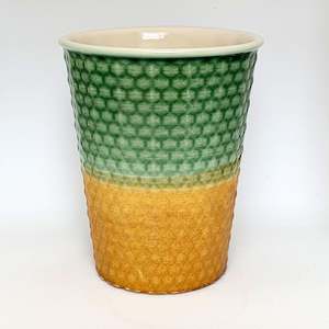 Dimple Range: Coffee Cup - Jade & Gold Dimple
