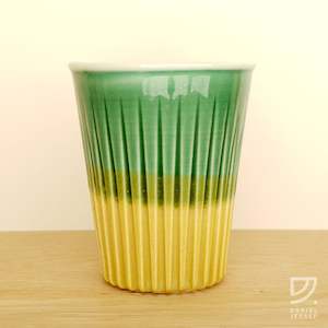 Fluted: Coffee Cup - Jade & Gold Fluted