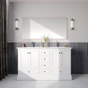 Karita 1500mm Solid Wood Floor-Standing Vanity – Hampton Collection – Matte White