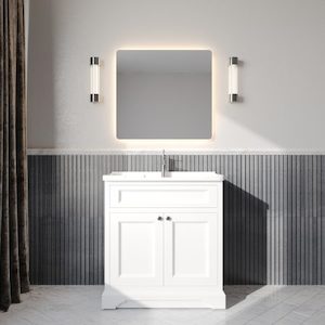 Burlington 800mm Solid Wood Floor-Standing Vanity – Hampton Series – Matte White