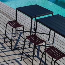 Outdoor Dining Table Range: FOUR Indoor/Outdoor Bar Leaner Table 160x90 Black Aluminium Top - Black Frame