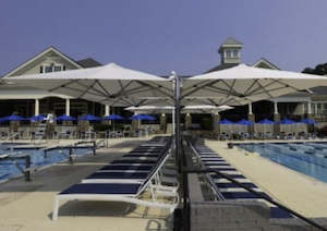 cantilevered umbrella: SHADOWSPEC UNITY™ SQUARE QUATTRO 2.5m & 3.0m Multi-Canopy Rotating Cantilever Umbrellas