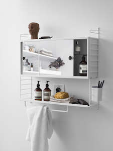 String Shelving: String - Cabinet with Sliding Mirror Doors