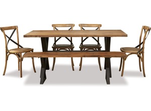 Products: Cross 1800 6-pce Dining Suite - 4 x Chairs & Bench