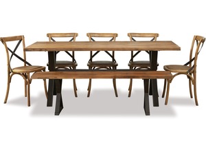 Products: Cross 2200 7-pce Dining Suite - 5 x Chairs & Bench