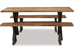 Cross 3-Pce 1800 Dining Suite - Bench x 2