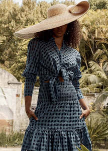 Once Was: Once Was Antigua Cotton Silk Self Check Maxi Skirt