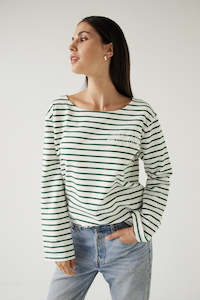 Tuesday The Label: Satellite Tee-Green Stripe