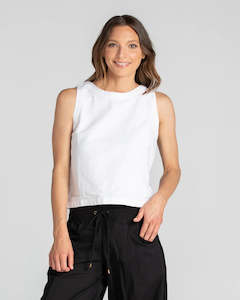 Boom Shankar: Rose Linen Top - White