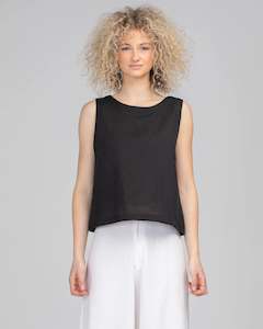 Boom Shankar: Rose Linen Top - Black
