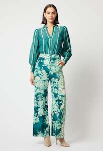 Once Was: Once Was Dynasty Linen Viscose Pant in Jade Floral