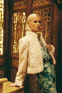 Once Was: Once Was Altair Faux Fur Jacket in Porcelain