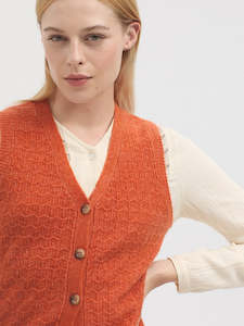 Openwork Cashmere Vest - Dark Orange