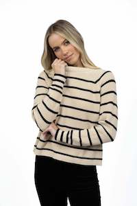 Tops: Sorrento Striped Jumper - Stone/Black