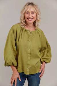 Sale: Laax Button Blouse - Chartreuse