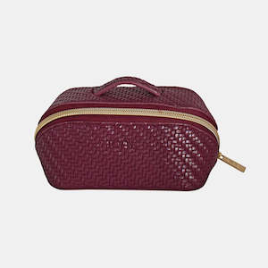 Accessories: Herringbone Beauty Bag - Small Plum