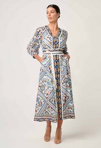 Alexis Silk Cotton Midi Dress in Petinos Floros