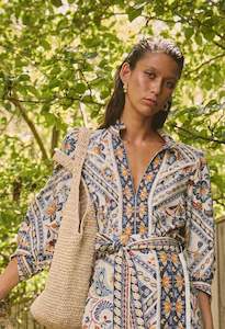 Once Was: Alexis Linen Viscose Fringe Shirt in Petinos Floros