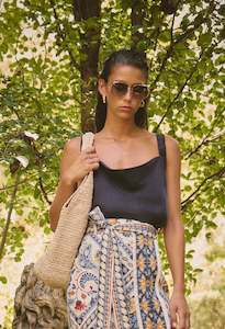 Once Was: Delray Reversible Cupro Cami in Lapis