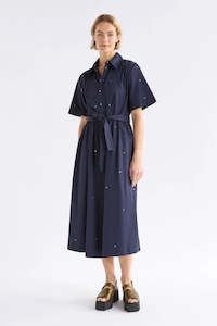 Stuud Long Shirt Dress-Dark Navy