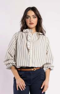 Out Of Stock: Cest La Vie Blouse - Metallic Stripe