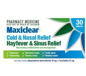 Maxiclear: Maxiclear Cold and Hayfever Sinus 30 Tablets