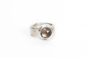 Rings: Silver Top Cocktail Ring - Smokey Quartz