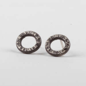 Earrings: Hoop Studs - Black