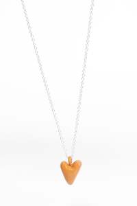 Necklace: Coloured Heavy Heart Pendant - White