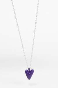 Necklace: Coloured Heavy Heart Pendant - Violet