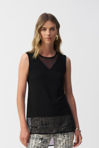 Top: 251091 Silky Knit & Stretch Mesh Sleeveless Top