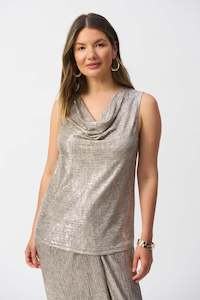 251081 Foil Knit Sleeveless Cowlneck