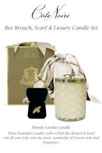 Cote Noire: HCG03 Cote Noire Bee Brooch / Candle & Scarf Gift Set