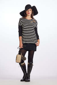 Paula Ryan Collection: 9115M Merino Bling Stripe Batwing Top