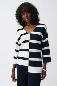 251914 Stripe Rayon V-Neck Sweater